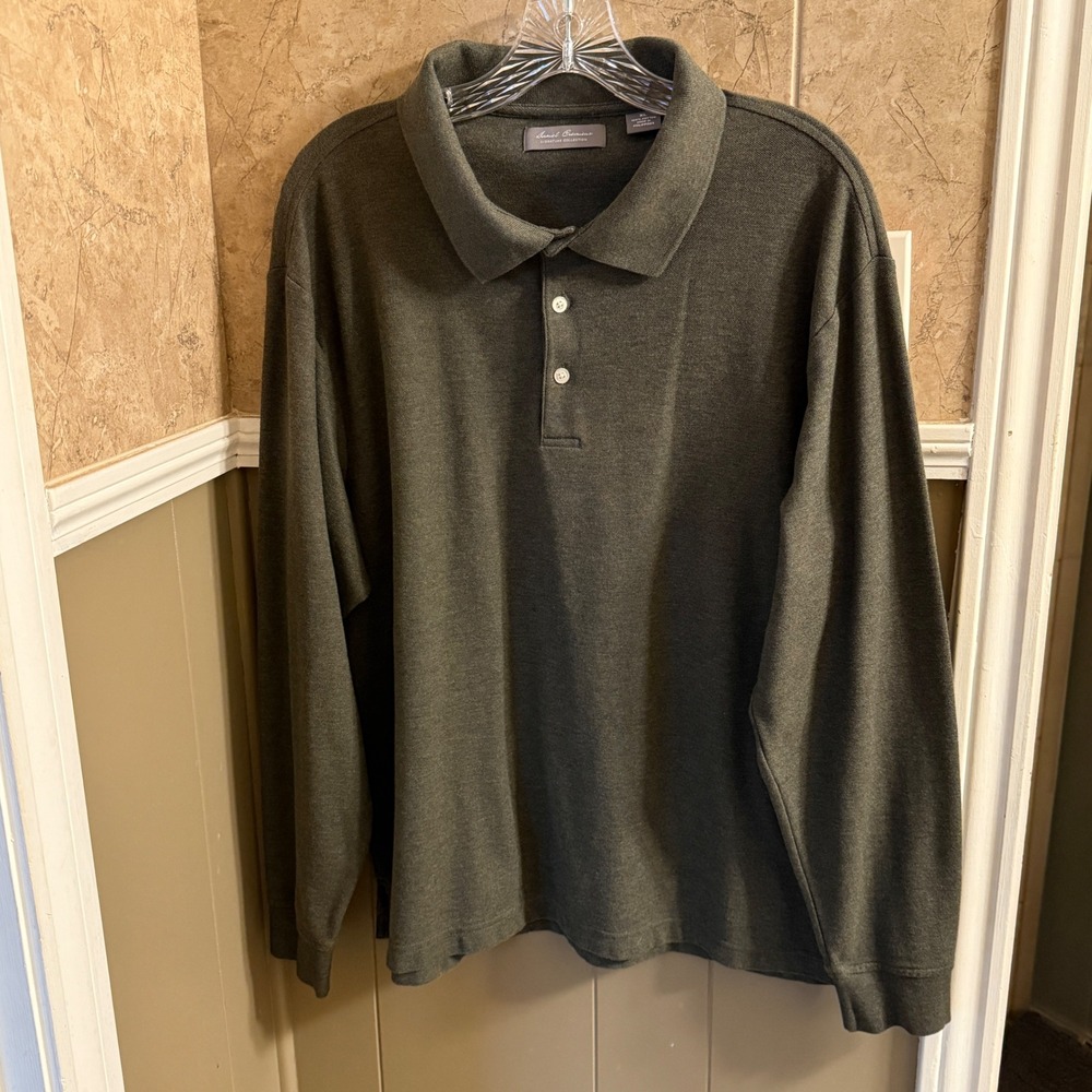Daniel Cremieux Olive Green Long Sleeve Polo Shirt Men's‎ XL Casual Everyday Top